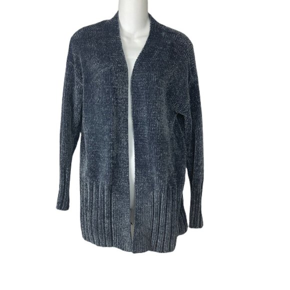 A New Day Blue Gray Velour Soft Open Front Cardigan Size XS - Picture 1 of 4